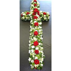 Classic Funeral Cross with Roses
