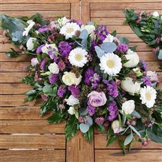 Lavender Whites Casket Spray