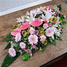 Pink Anthuriums Farewell Casket Spray