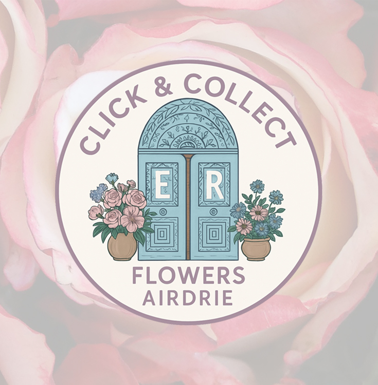 Click and collect counter with flowers